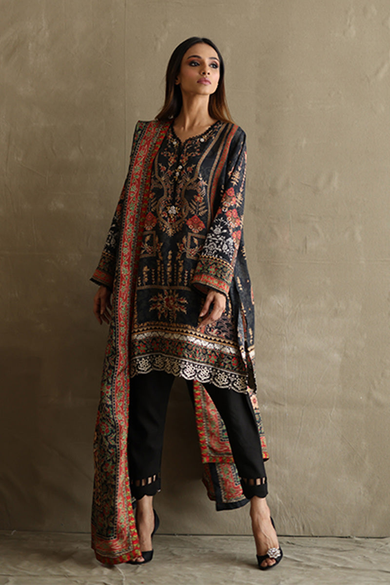 Mina Hasan | Signature Pret | Baroque In Black - by Libayah - Registered Vendor of : Mina Hasan - 100% Original Designer Dress