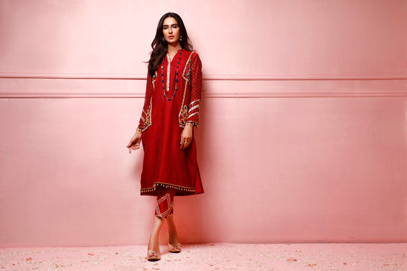 Wahajmkhan | Festive Fiesta Formals | RED ROUGE by Wahaj M.Khan - Designer Dress - Type: Ladies Clothes - Available at Libayah - 100% Original