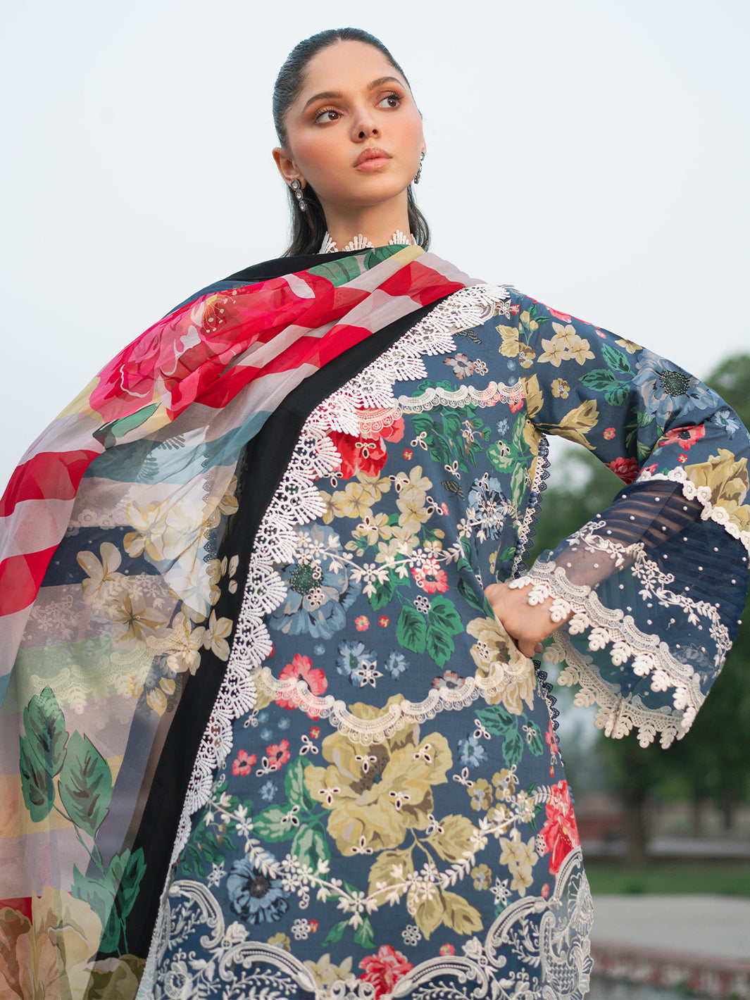 Bin Ilyas | Naqsh Naaz Luxury Lawn 25 | 2081 - B by Bin Ilyas - Designer Dress - Type: Ladies Clothes - Available at Libayah - 100% Original