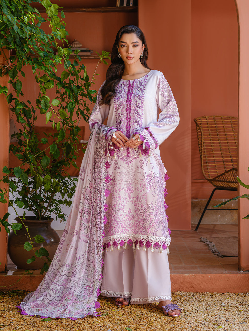 Jade | Cambric 25 | URBANE EMBROIDERED CAMBRIC 25 PNK by Jade - Designer Dress  - Type : Ladies Clothes - Available at Libayah - 100% Original 
