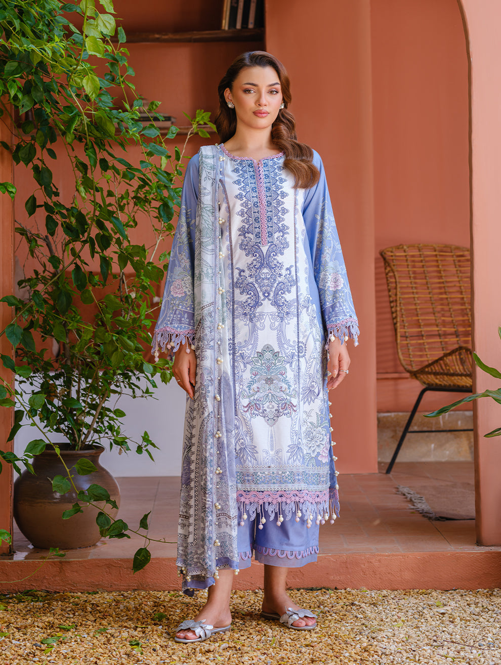 Jade | Cambric 25 | URBANE EMBROIDERED CAMBRIC 25 LB by Jade - Designer Dress  - Type : Ladies Clothes - Available at Libayah - 100% Original 