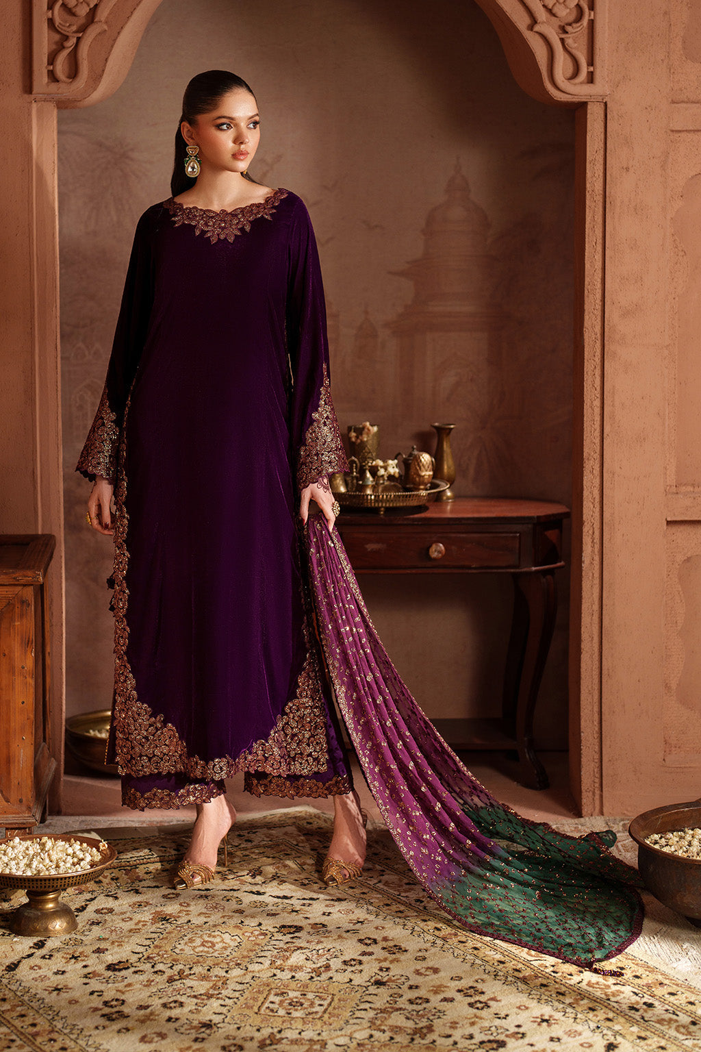 Iznik | Velvet 25 | IV-57 Embroidered Velvet by Iznik - Designer Dress - Type : Ladies Clothes - Available at Libayah - 100% Original 