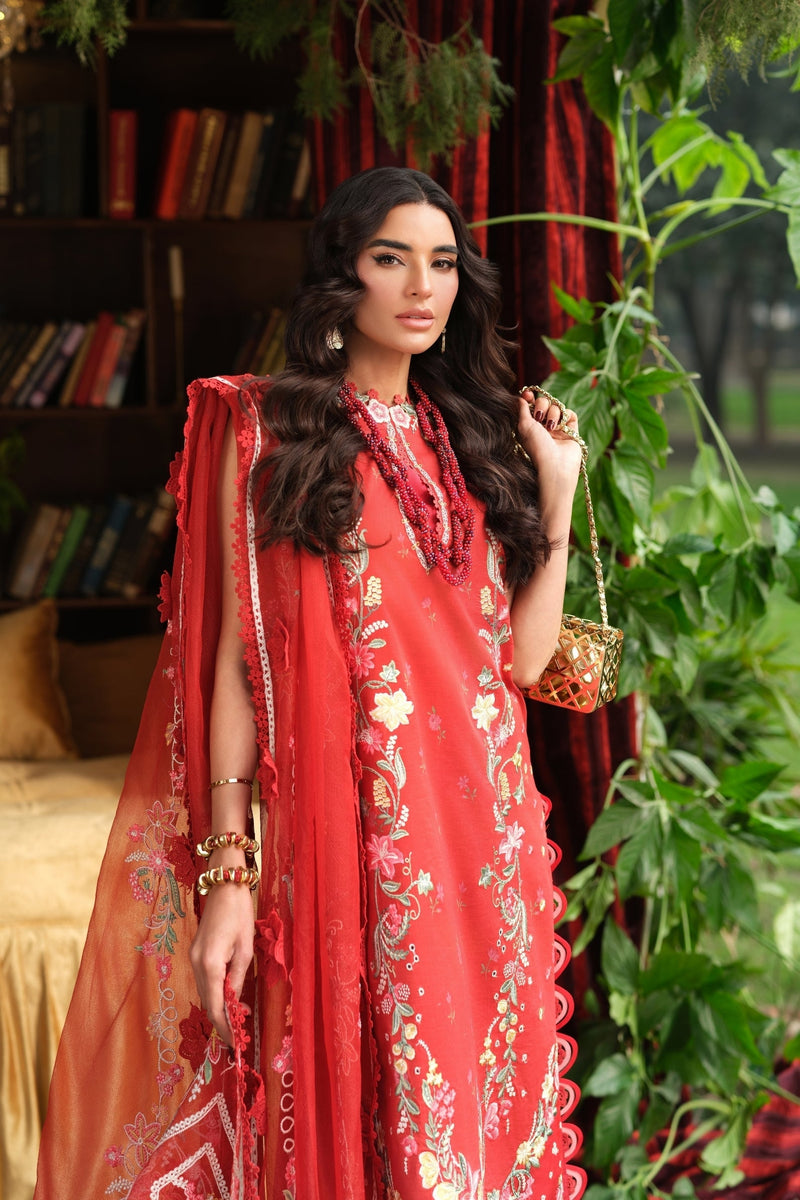 Maryam Hussain | Luxury Lawn 26 | Crimson - Designer Dress - Type : Ladies Clothes - Available at Libayah - 100% Original