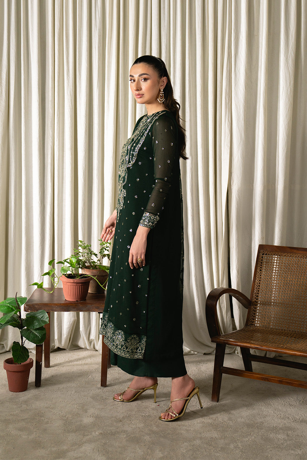 Neeshay | Ready to Wear Chiffon | RTW-CHFN-04 Green by Neeshay - Designer Dress  - Type : Ladies Clothes - Available at Libayah - 100% Original 