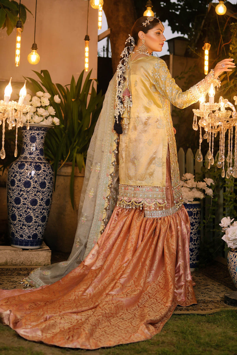 Raeesa Premium | Wajadan Wedding Formals | WD-4 Lemon Chiffon