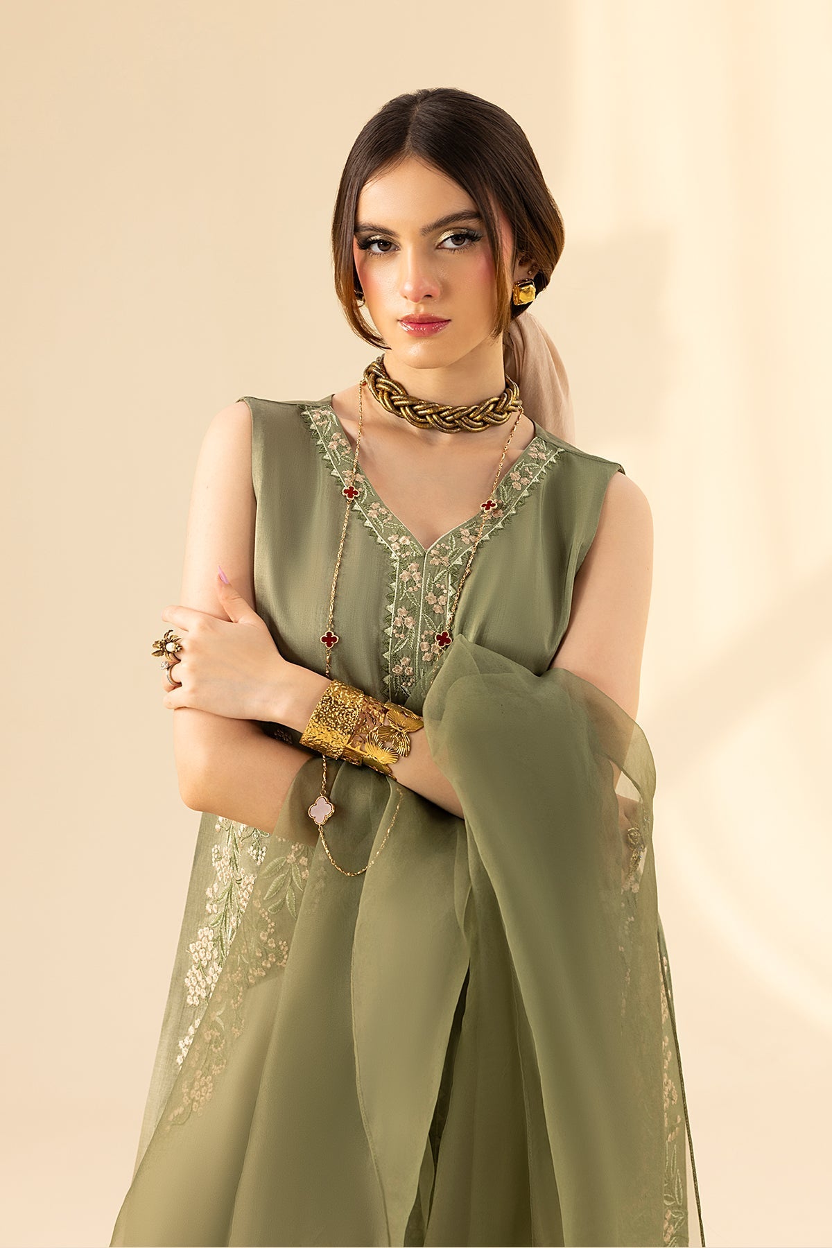 Erum Khan | Lillia Summer Edit | Olive Bloom by Erum Khan - Designer Dress - Type: Ladies Clothes - Available at Libayah - 100% Original