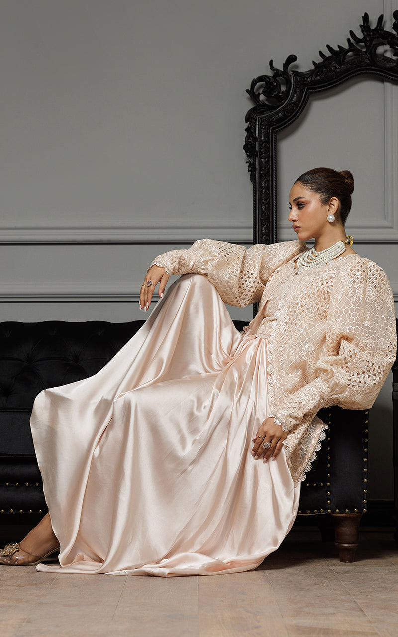 Threads and Motifs | Formal Dresses 25 | Organza Embroidered Jacket With Embroidered Tube And Skirt by Threads and Motifs - Designer Dress  - Type : Ladies Clothes - Available at Libayah - 100% Original 