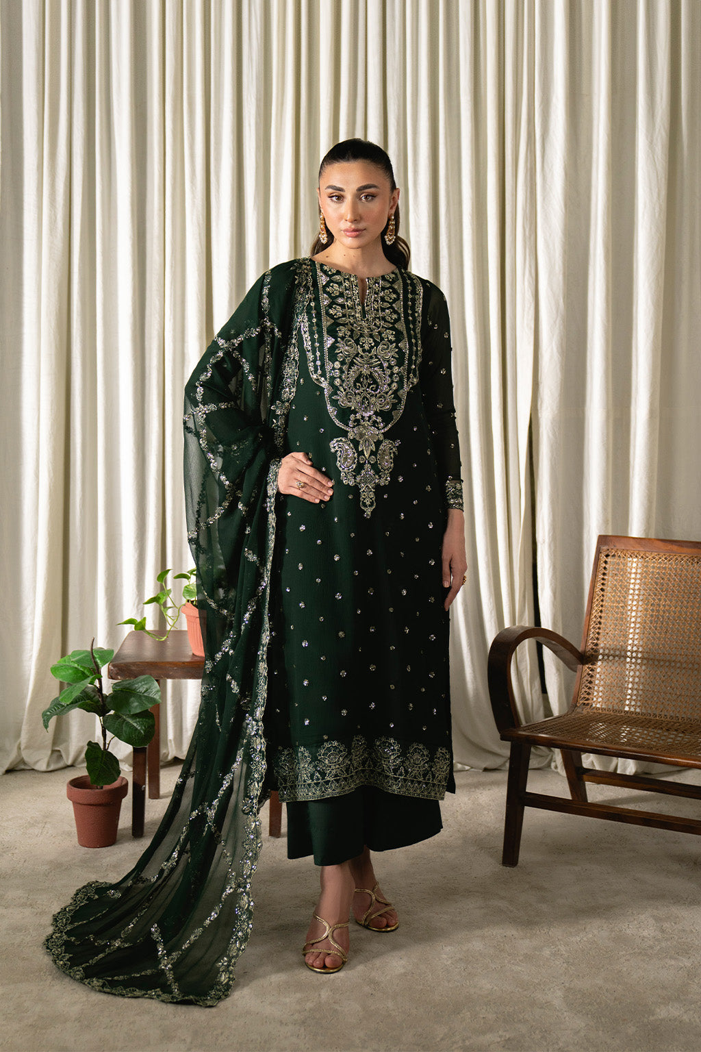 Neeshay | Ready to Wear Chiffon | RTW-CHFN-04 Green by Neeshay - Designer Dress  - Type : Ladies Clothes - Available at Libayah - 100% Original 