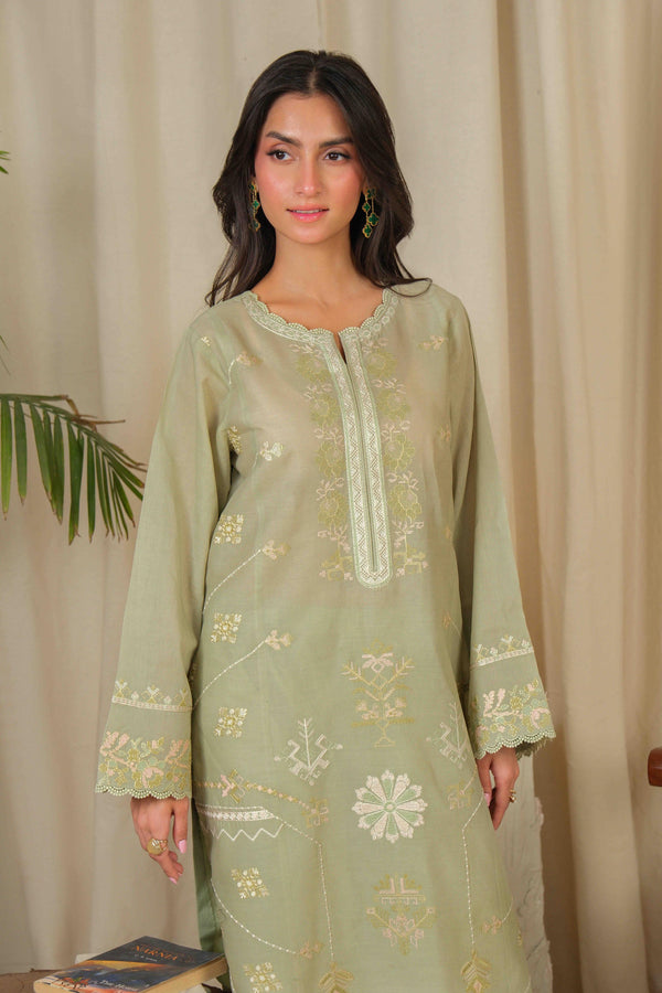 Noor by Saadia Asad | Noor Pret 25 | D4 - Muted Green by Noor by Saadia Asad - Designer Dress  - Type : Ladies Clothes - Available at Libayah - 100% Original 