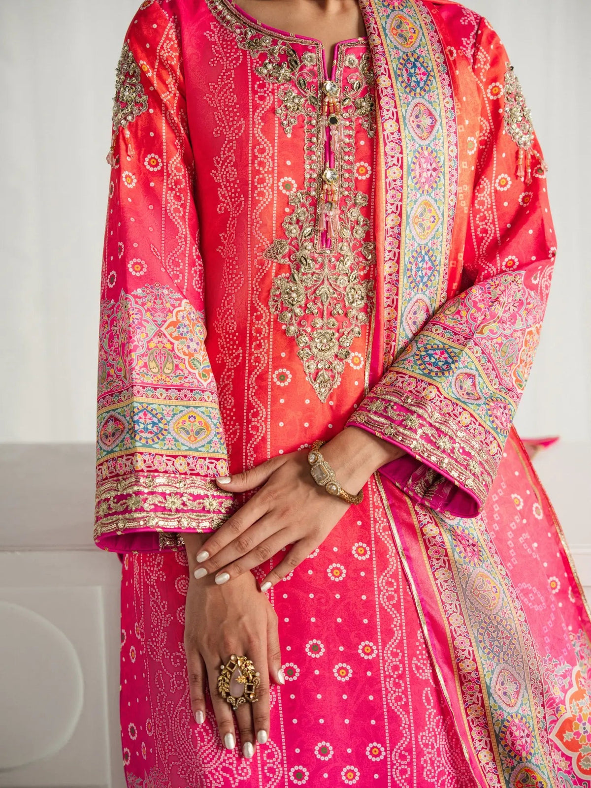 Gulaal | Aira Printed Silk | Marigold Dusk by Gulaal - Designer Dress  - Type : Ladies Clothes - Available at Libayah - 100% Original 