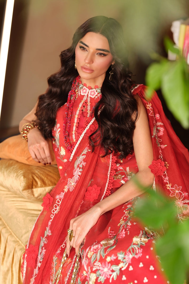 Maryam Hussain | Luxury Lawn 26 | Crimson - Designer Dress - Type : Ladies Clothes - Available at Libayah - 100% Original