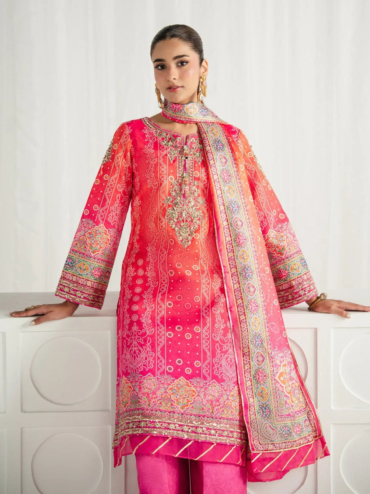 Gulaal | Aira Printed Silk | Marigold Dusk by Gulaal - Designer Dress  - Type : Ladies Clothes - Available at Libayah - 100% Original 