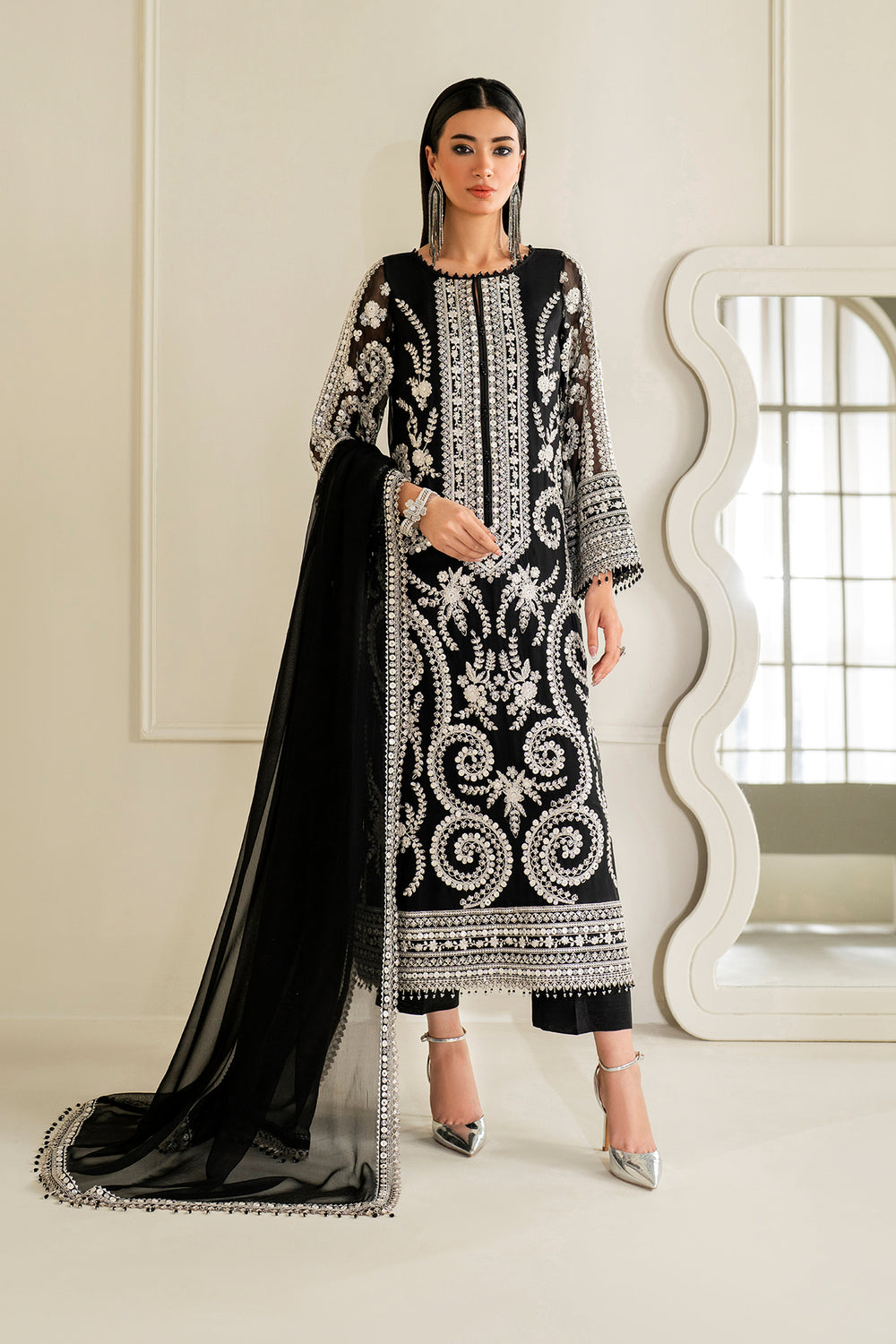 Baroque | Formals Collection | EMBROIDERED CHIFFON UF-4158 by Baroque - Designer Dress  - Type : Ladies Clothes - Available at Libayah - 100% Original 