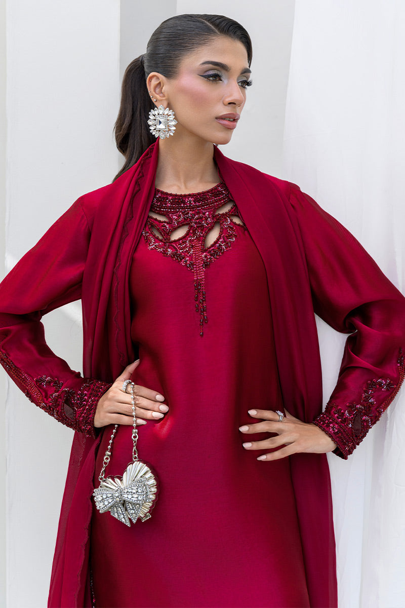 Chic Ophicial | Aarzu Luxe Pret | Ruby Veil by Chic Ophicial - Designer Dress  - Type : Ladies Clothes - Available at Libayah - 100% Original 
