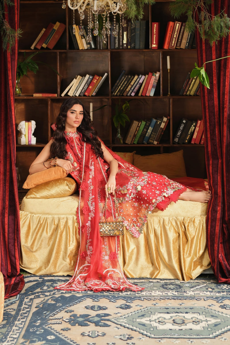 Maryam Hussain | Luxury Lawn 26 | Crimson - Designer Dress - Type : Ladies Clothes - Available at Libayah - 100% Original