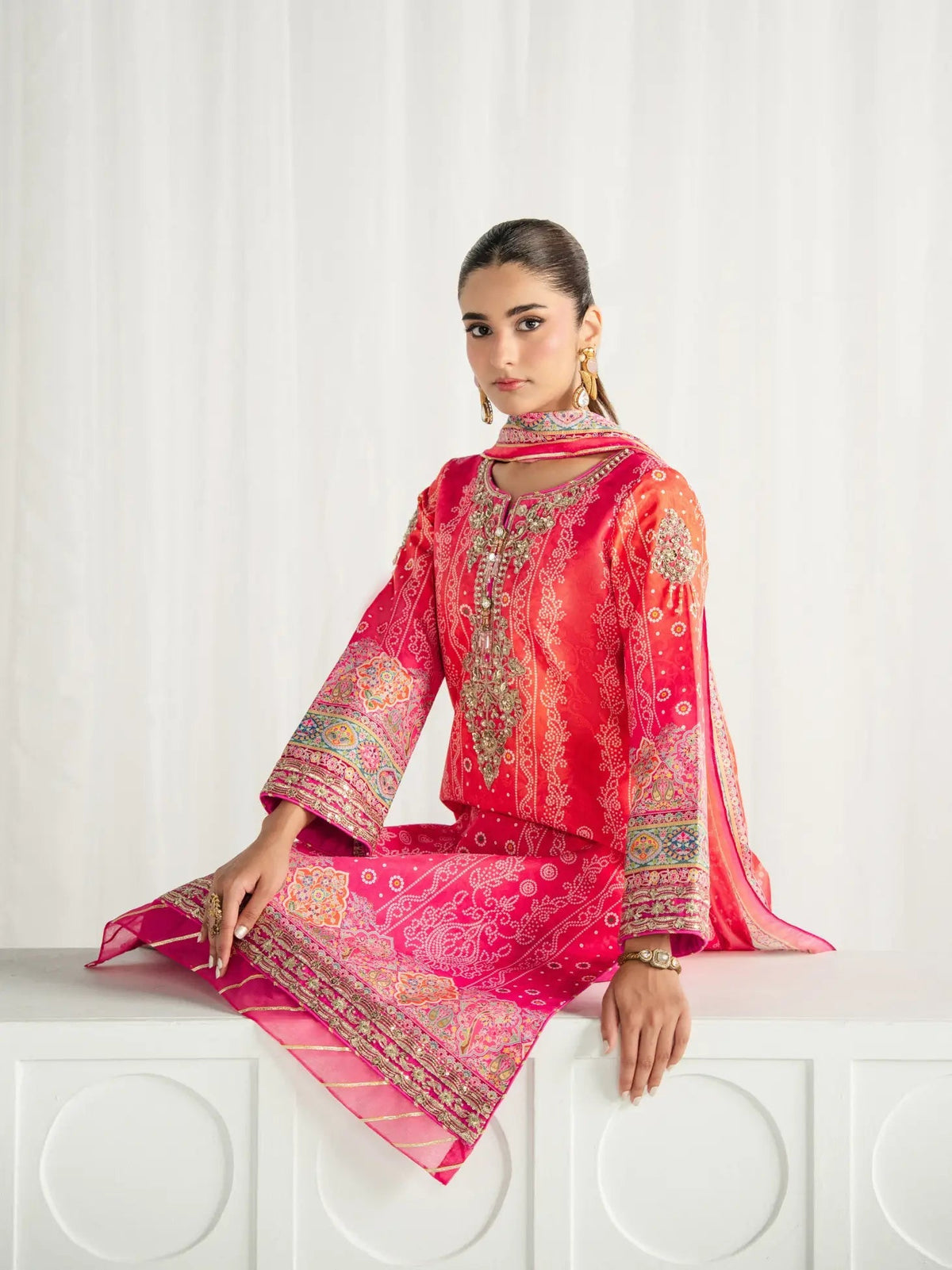 Gulaal | Aira Printed Silk | Marigold Dusk by Gulaal - Designer Dress  - Type : Ladies Clothes - Available at Libayah - 100% Original 