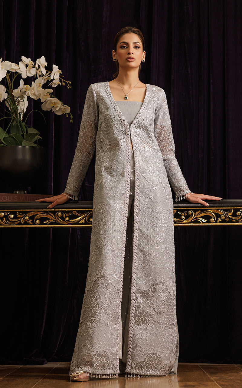Threads and Motifs | Formal Dresses 25 | Organza Embroidered Jacket by Threads and Motifs - Designer Dress  - Type : Ladies Clothes - Available at Libayah - 100% Original 
