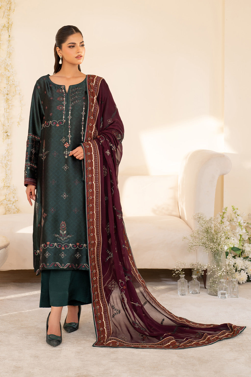 Iznik | Festive Formal | UE-435 Embroidered Pure silk by Iznik - Designer Dress  - Type : Ladies Clothes - Available at Libayah - 100% Original 