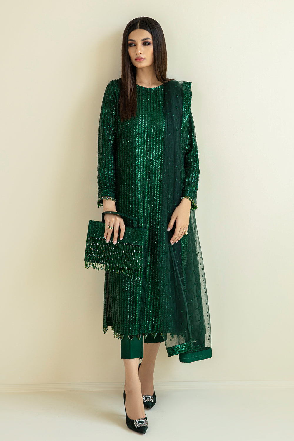 Baroque | Formals Collection | EMBROIDERED NET UF-386 by Baroque - Designer Dress  - Type : Ladies Clothes - Available at Libayah - 100% Original 