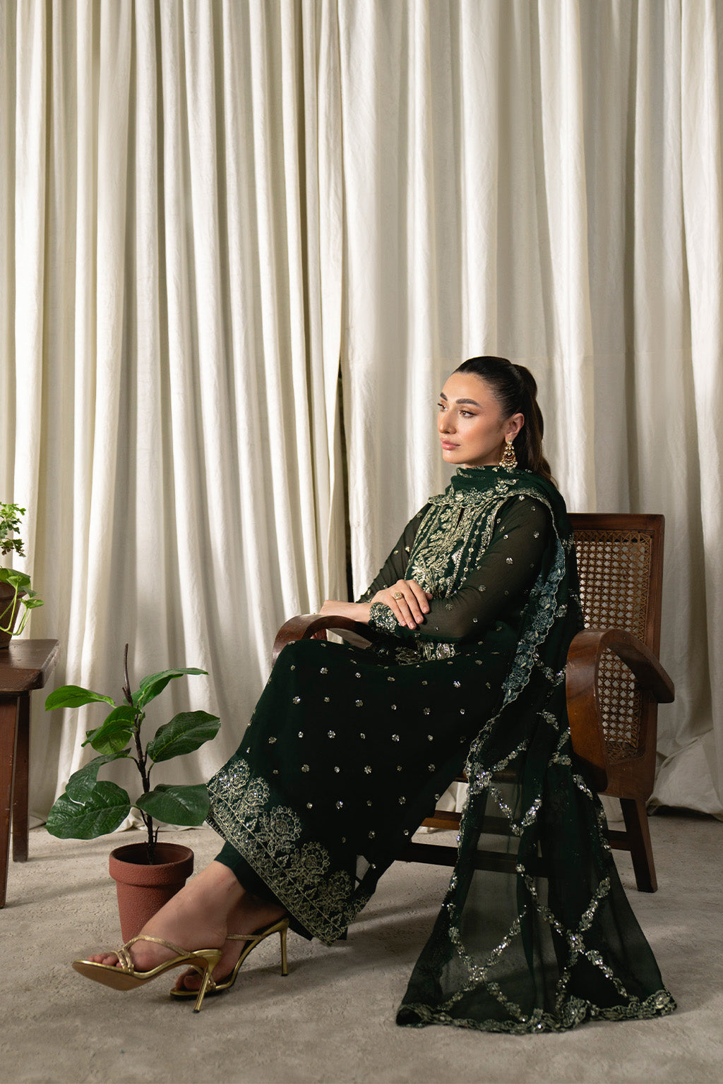 Neeshay | Ready to Wear Chiffon | RTW-CHFN-04 Green by Neeshay - Designer Dress  - Type : Ladies Clothes - Available at Libayah - 100% Original 