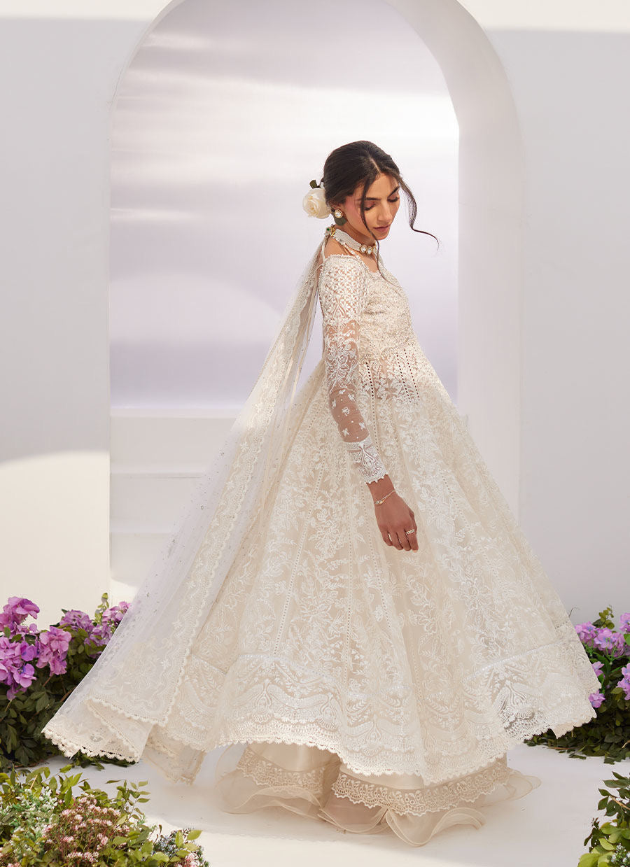 Farah Talib Aziz | Zaza Luxe Pret 24 | MAELLE IVORY EMBROIDERED AND EMBELLISHED KALIDAAR