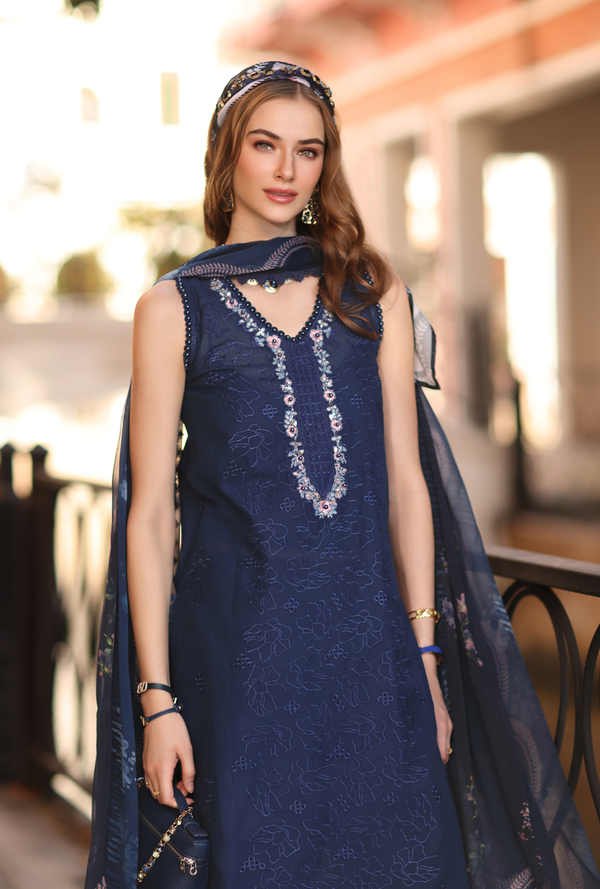 Noor by Saadia Asad | Eid Luxe Printkhaas 26 | D6 - A - Imperial Blue - Designer Dress - Type : Ladies Clothes - Available at Libayah - 100% Original