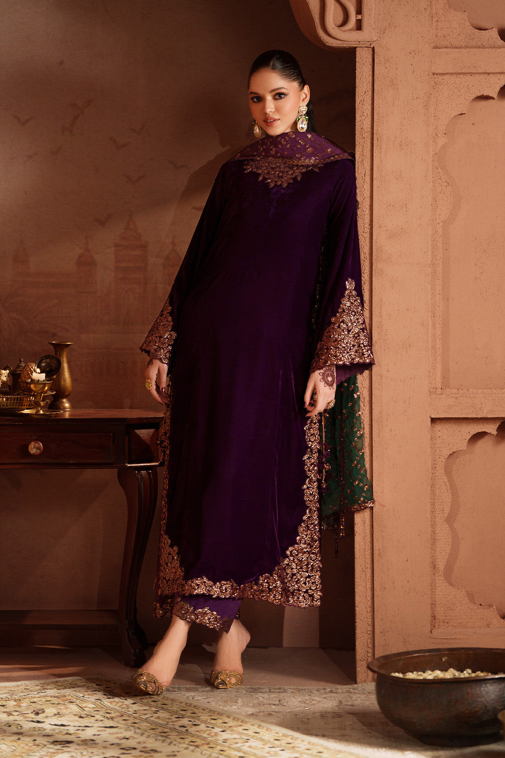 Iznik | Velvet 25 | IV-57 Embroidered Velvet by Iznik - Designer Dress - Type : Ladies Clothes - Available at Libayah - 100% Original 