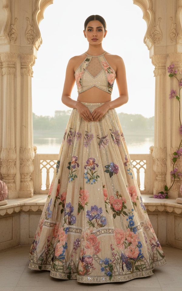 Threads and Motifs | Formal Outfits | Blouse With Printed Lehenga by Threads and Motifs - Designer Dress  - Type : Ladies Clothes - Available at Libayah - 100% Original 