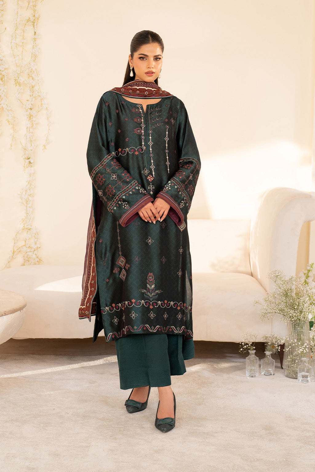 Iznik | Festive Formal | UE-435 Embroidered Pure silk by Iznik - Designer Dress  - Type : Ladies Clothes - Available at Libayah - 100% Original 