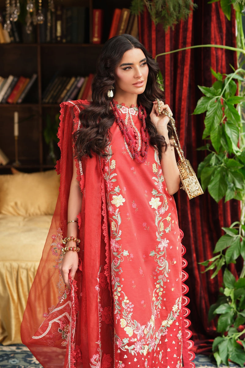 Maryam Hussain | Luxury Lawn 26 | Crimson - Designer Dress - Type : Ladies Clothes - Available at Libayah - 100% Original