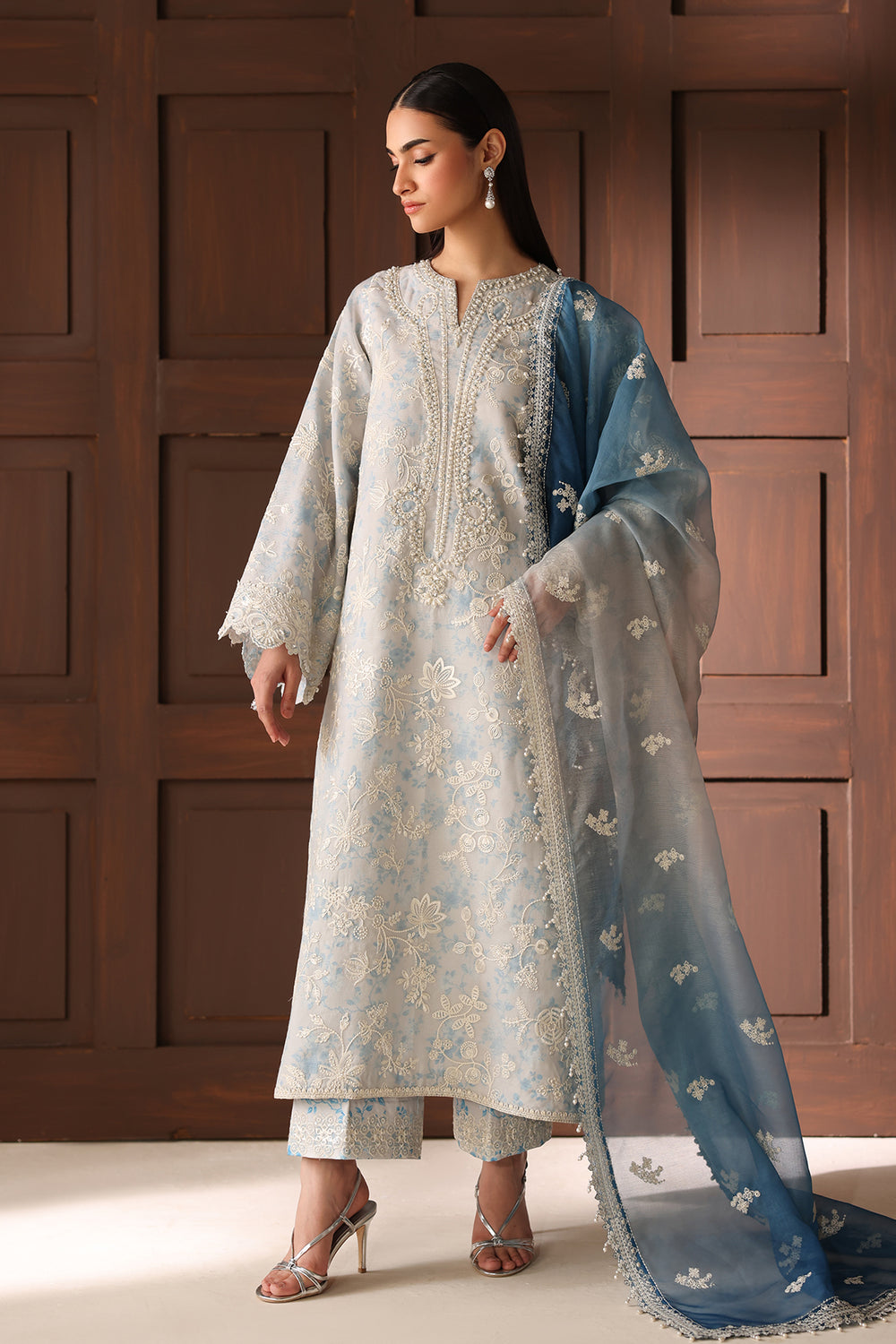 Baroque | Formals Collection | EMBROIDERED COTTON NET UF-4485 by Baroque - Designer Dress  - Type : Ladies Clothes - Available at Libayah - 100% Original 