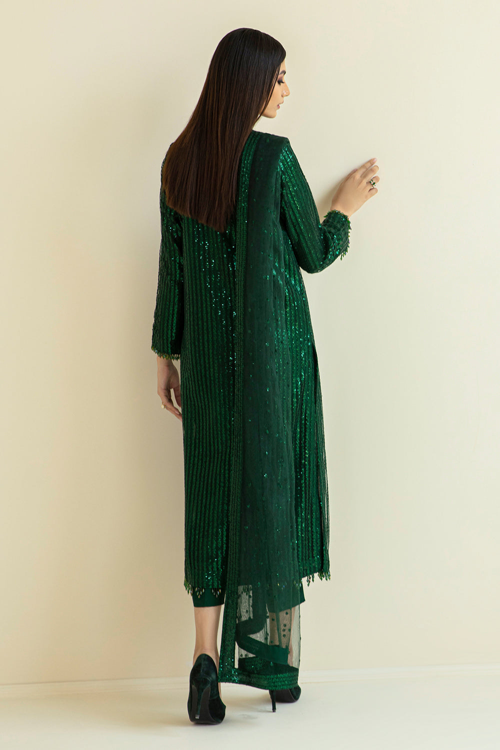 Baroque | Formals Collection | EMBROIDERED NET UF-386 by Baroque - Designer Dress  - Type : Ladies Clothes - Available at Libayah - 100% Original 