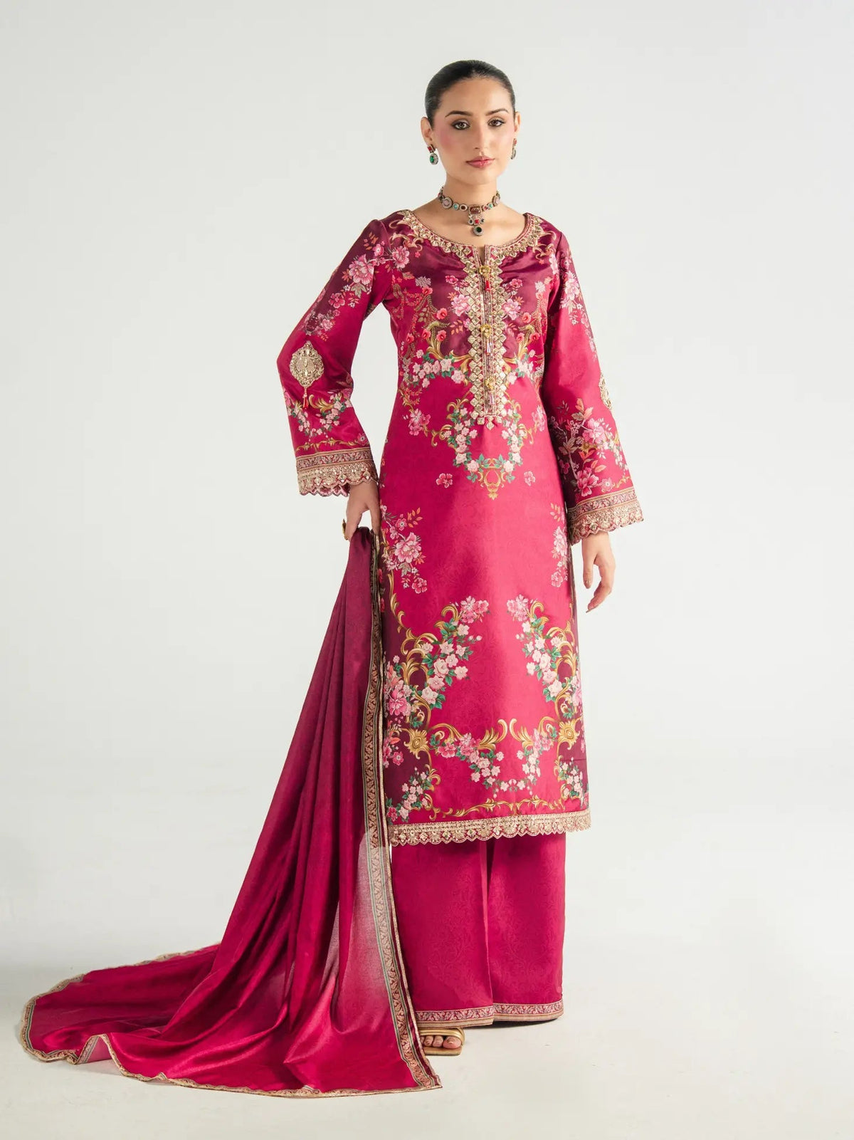Gulaal | Aira Printed Silk | Garnet Garden by Gulaal - Designer Dress  - Type : Ladies Clothes - Available at Libayah - 100% Original 