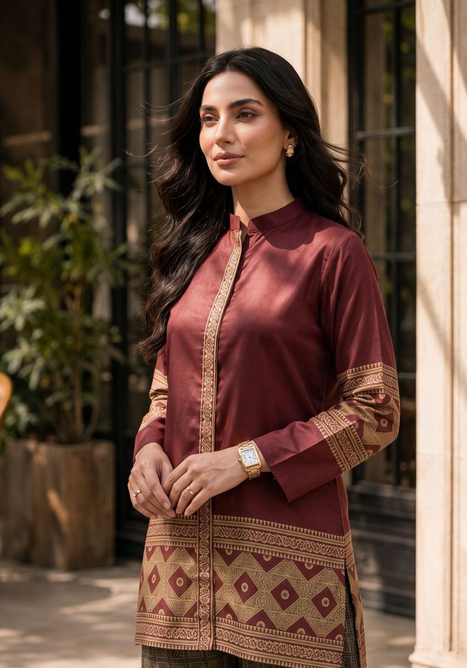 Zarqash | Silk Edit 26 | Maroon Mosaic by Zarqash - Designer Dress  - Type : Ladies Clothes - Available at Libayah - 100% Original 