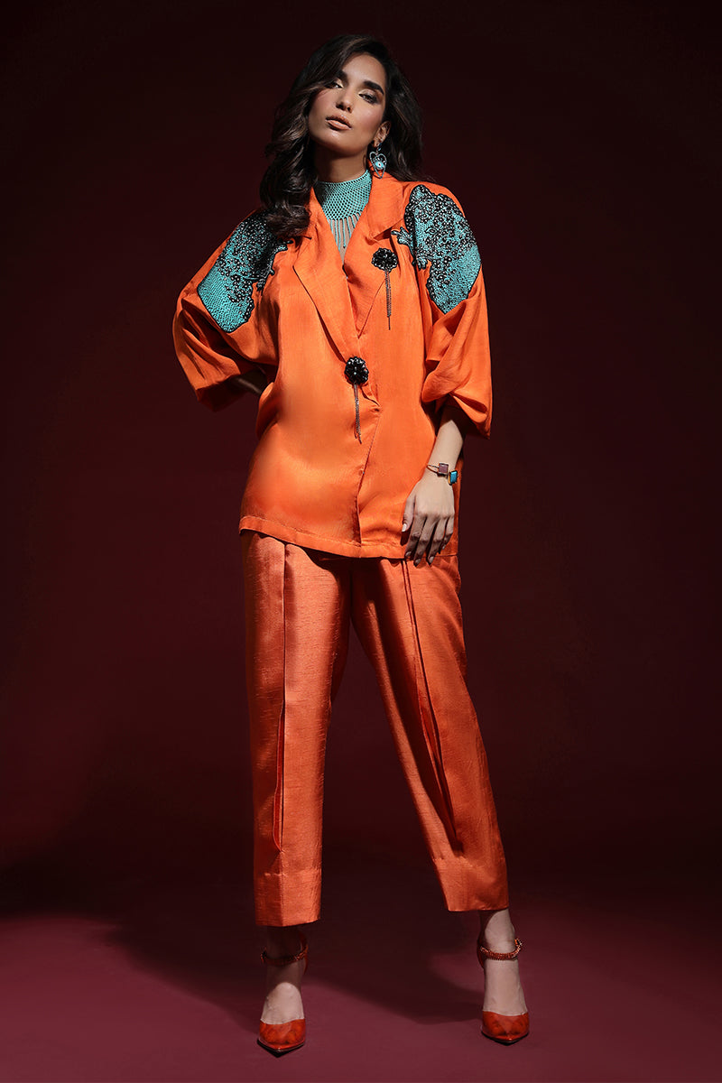 Wardha Saleem | Luxury Pret Fusion Wear | PANTHERA (ORANGE) CORD-SET (2PC) by Wardha Saleem - Designer Dress - Type: Ladies Clothes - Available at Libayah - 100% Original