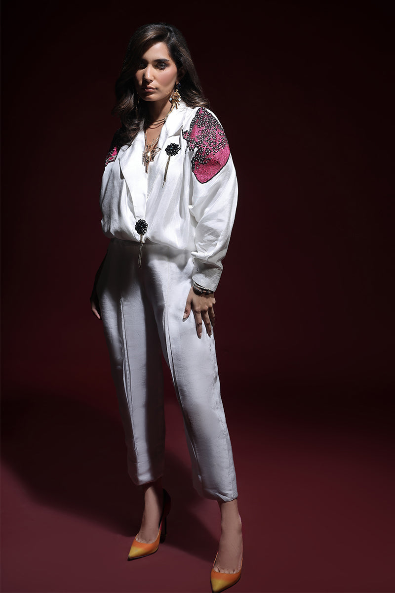 Wardha Saleem | Luxury Pret Fusion Wear | PANTHERA (WHITE) CORD-SET (2PC) by Wardha Saleem - Designer Dress - Type: Ladies Clothes - Available at Libayah - 100% Original