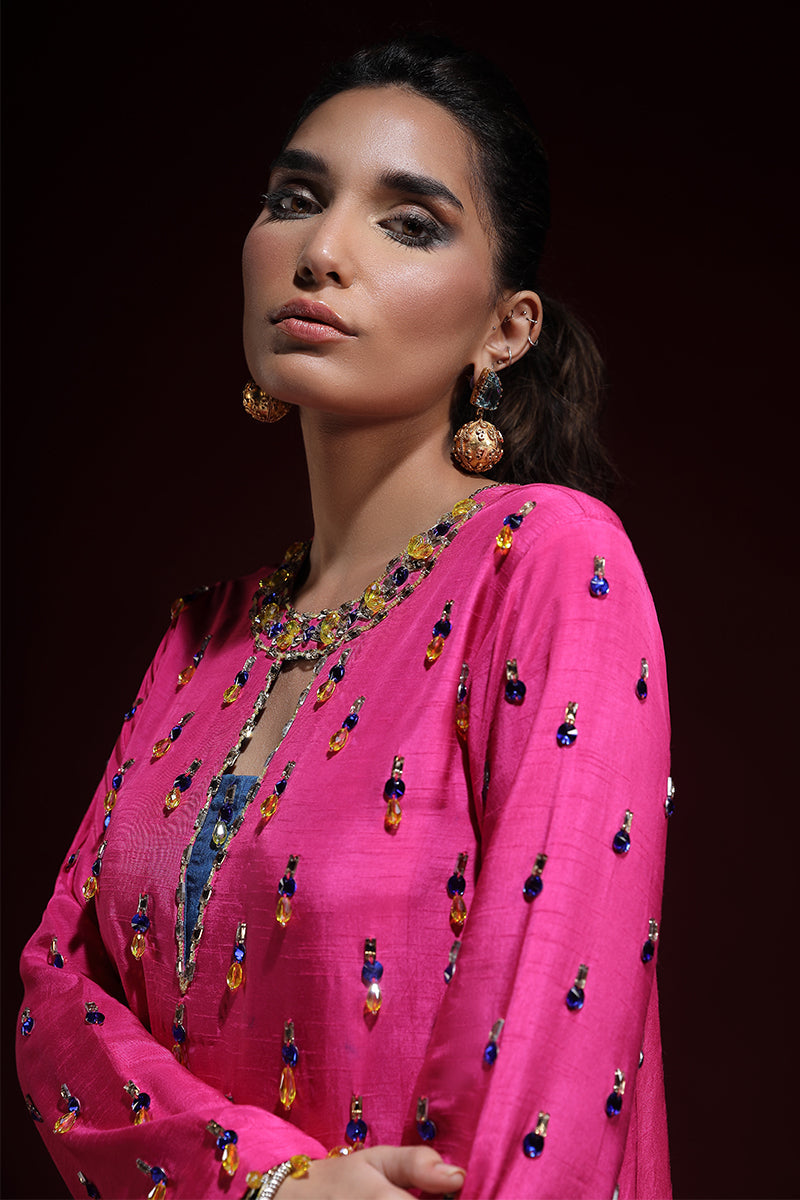 Wardha Saleem | Luxury Pret Fusion Wear | LUXURA (HOT PINK) CORD-SET (2PC) by Wardha Saleem - Designer Dress - Type: Ladies Clothes - Available at Libayah - 100% Original
