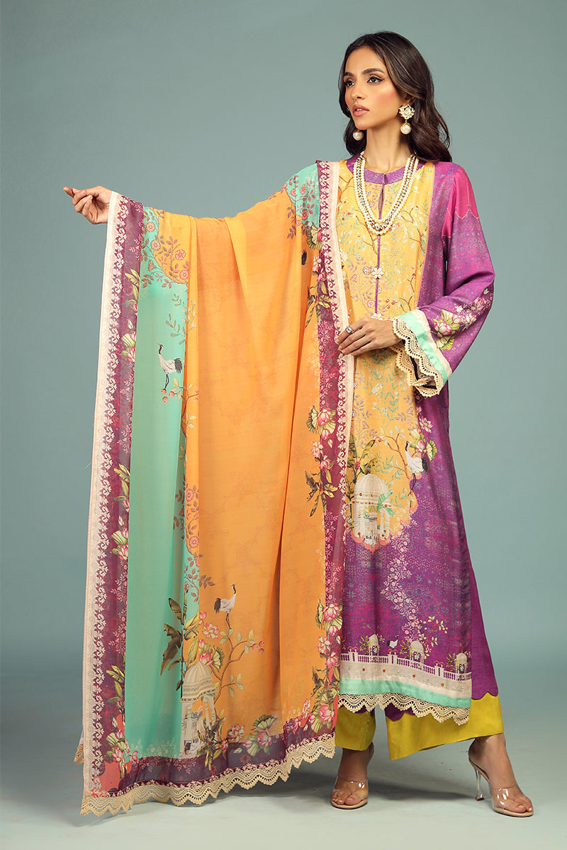 Wardha Saleem | Luxury Pret Traditional Wear | JHAROKA SHIRT WITH DUPATTA ( 2 PC) by Wardha Saleem - Designer Dress - Type: Ladies Clothes - Available at Libayah - 100% Original