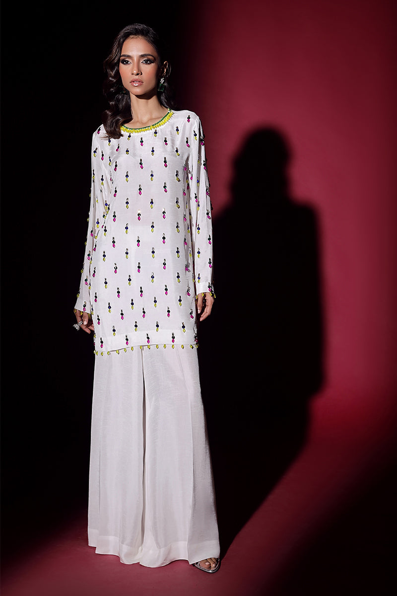 Wardha Saleem | Luxury Pret Fusion Wear | LUXURA (WHITE) CORD-SET (2PC) by Wardha Saleem - Designer Dress - Type: Ladies Clothes - Available at Libayah - 100% Original