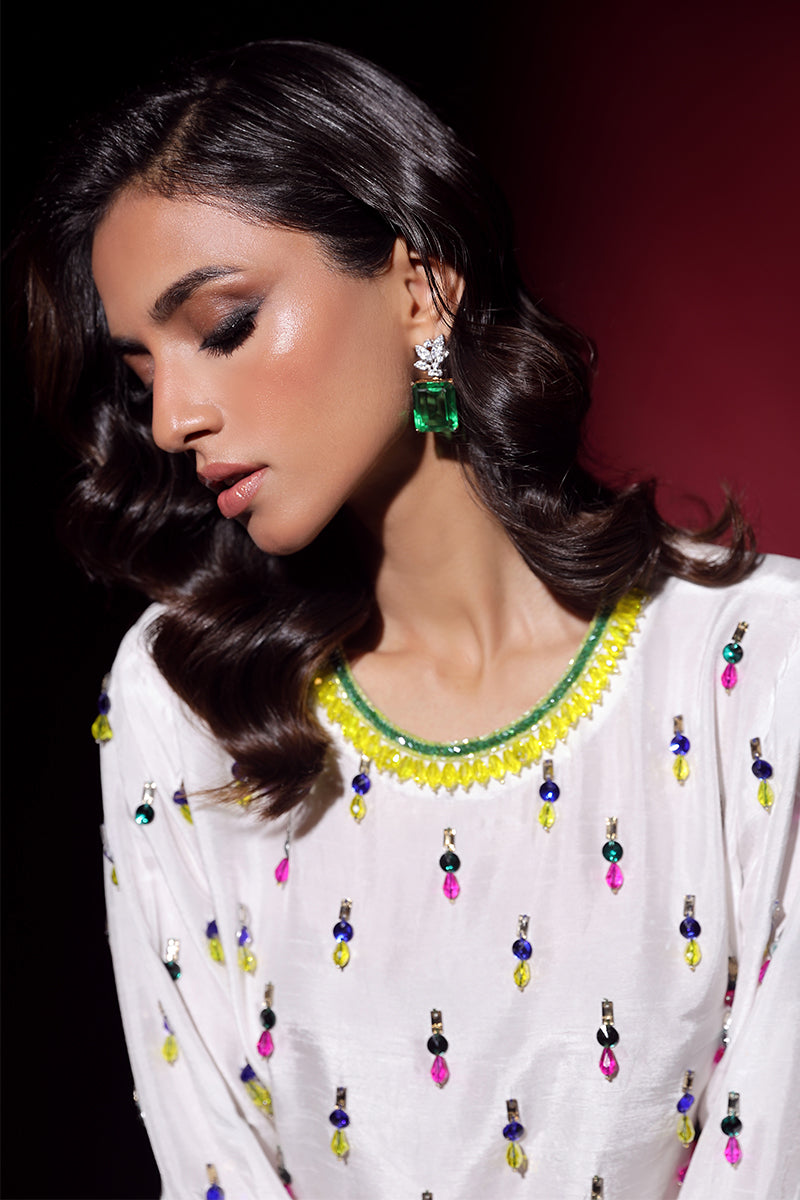 Wardha Saleem | Luxury Pret Fusion Wear | LUXURA (WHITE) CORD-SET (2PC) by Wardha Saleem - Designer Dress - Type: Ladies Clothes - Available at Libayah - 100% Original
