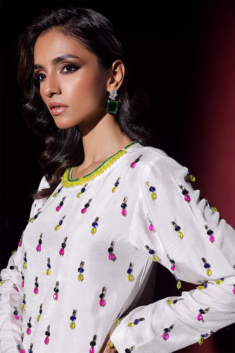 Wardha Saleem | Luxury Pret Fusion Wear | LUXURA (WHITE) CORD-SET (2PC) by Wardha Saleem - Designer Dress - Type: Ladies Clothes - Available at Libayah - 100% Original