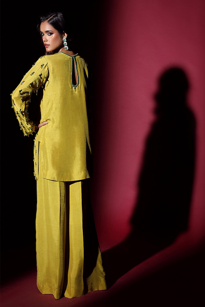 Wardha Saleem | Luxury Pret Fusion Wear | LUXURA (LIME GREEN) CORD-SET (2PC) by Wardha Saleem - Designer Dress - Type: Ladies Clothes - Available at Libayah - 100% Original