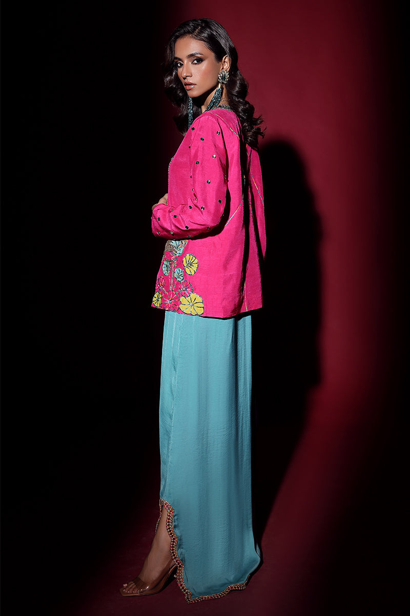 Wardha Saleem | Luxury Pret Fusion Wear | IVY JACKET WITH DRAPE (2PC) by Wardha Saleem - Designer Dress - Type: Ladies Clothes - Available at Libayah - 100% Original