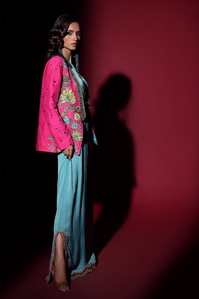 Wardha Saleem | Luxury Pret Fusion Wear | IVY JACKET WITH DRAPE (2PC) by Wardha Saleem - Designer Dress - Type: Ladies Clothes - Available at Libayah - 100% Original
