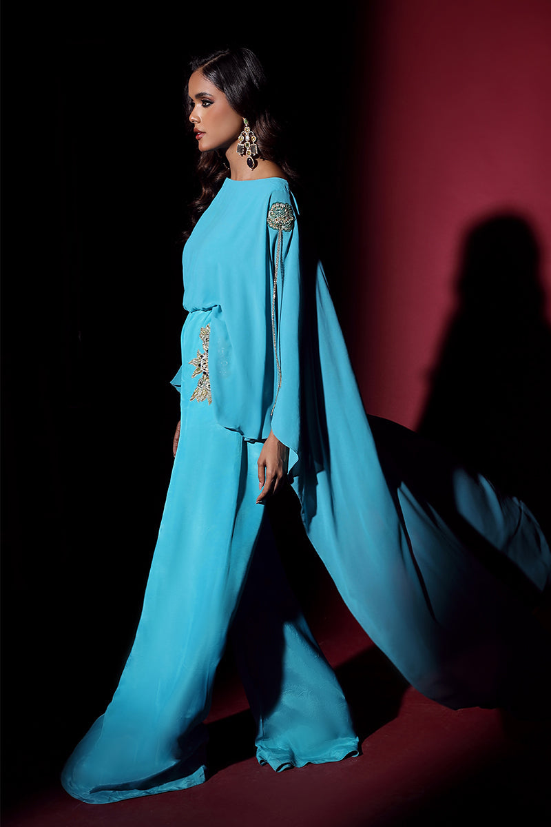 Wardha Saleem | Luxury Pret Fusion Wear | VOGUE JUMPSUIT DRAPE (1PC) by Wardha Saleem - Designer Dress - Type: Ladies Clothes - Available at Libayah - 100% Original