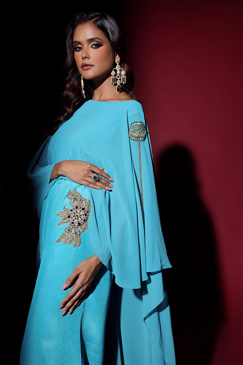Wardha Saleem | Luxury Pret Fusion Wear | VOGUE JUMPSUIT DRAPE (1PC) by Wardha Saleem - Designer Dress - Type: Ladies Clothes - Available at Libayah - 100% Original