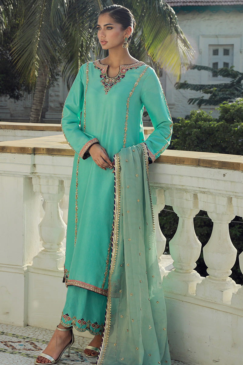 Sana Abbas | Velvet Formals | AQUAMARINE by Sana Abbas - Designer Dress - Type: Ladies Clothes - Available at Libayah - 100% Original