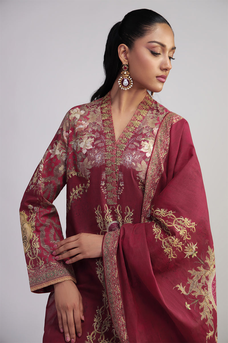 Shamaeel Ansari | Bagh e Bahar Lawn | Surkh Mahal by Shamaeel Ansari - Designer Dress  - Type : Ladies Clothes - Available at Libayah - 100% Original 