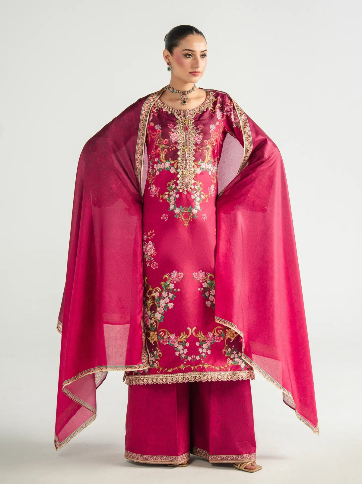 Gulaal | Aira Printed Silk | Garnet Garden by Gulaal - Designer Dress  - Type : Ladies Clothes - Available at Libayah - 100% Original 