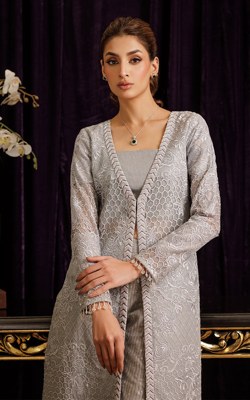 Threads and Motifs | Formal Dresses 25 | Organza Embroidered Jacket by Threads and Motifs - Designer Dress  - Type : Ladies Clothes - Available at Libayah - 100% Original 
